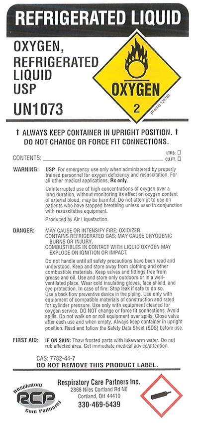 Refrigerated Liquid Oxygen (Resp Care Partners Oxygen Lox)